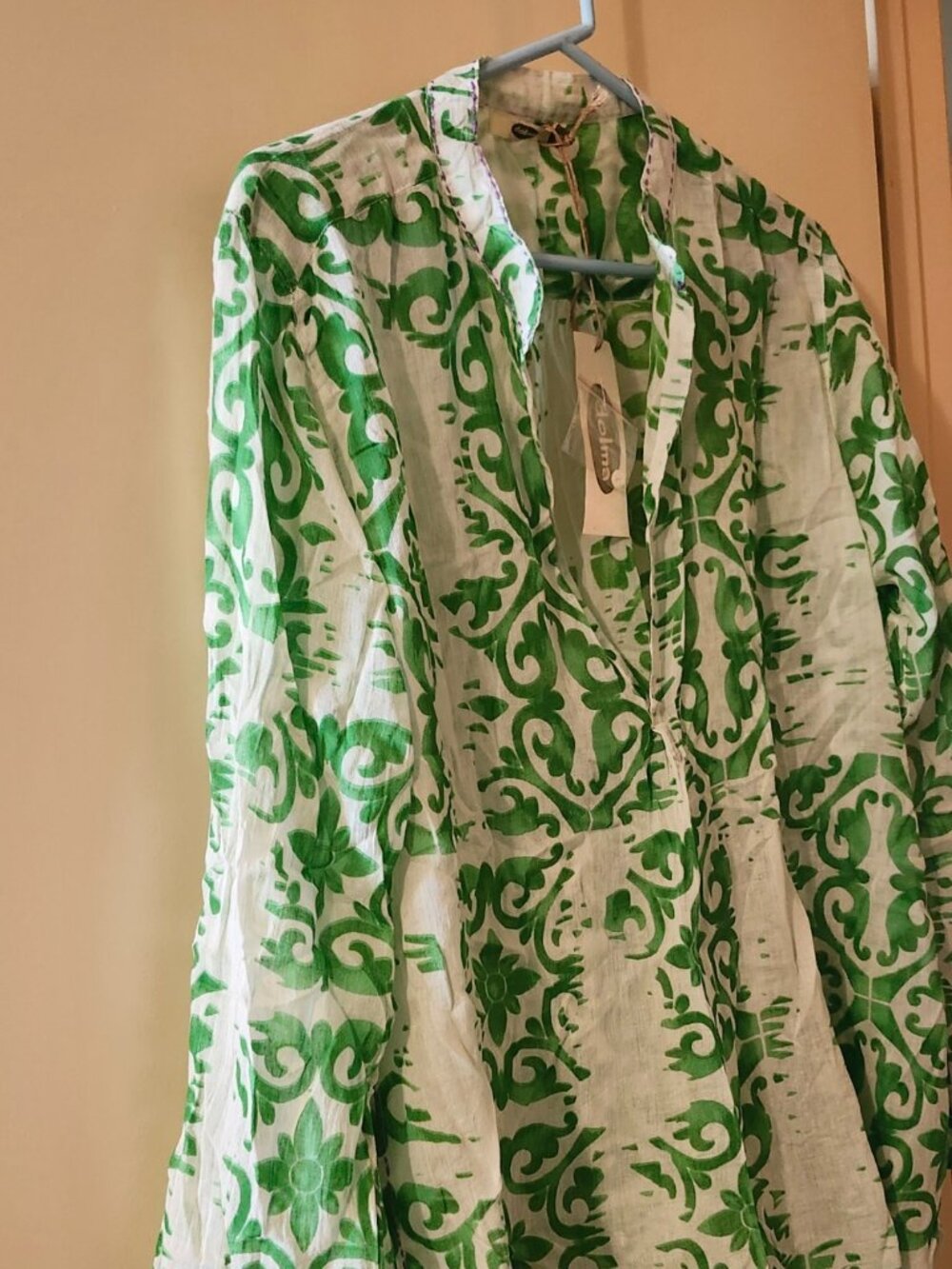 Dolma 100% cotton tunic white/green NWT size xlg